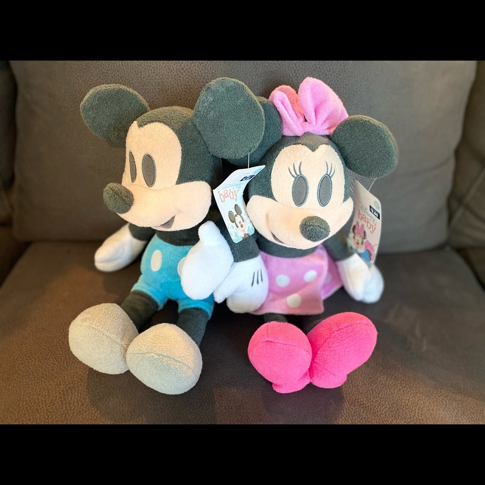 Disney Baby Plush Minnie Mouse & Mickey Mouse (sold as set, 1 of each)